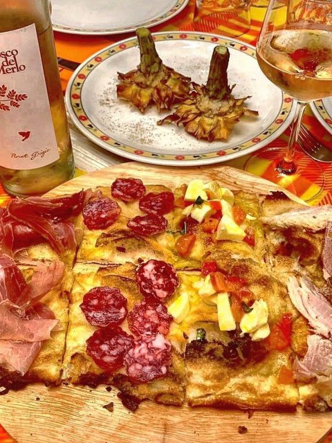 pala di pinza e carciofi alla giudia